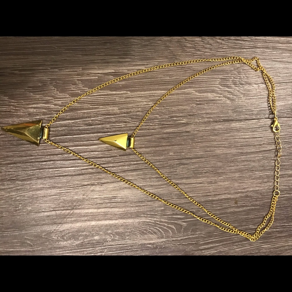 Double chain triangle necklace